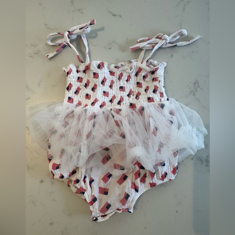 Patriotic Baby Romper with Tulle Skirt